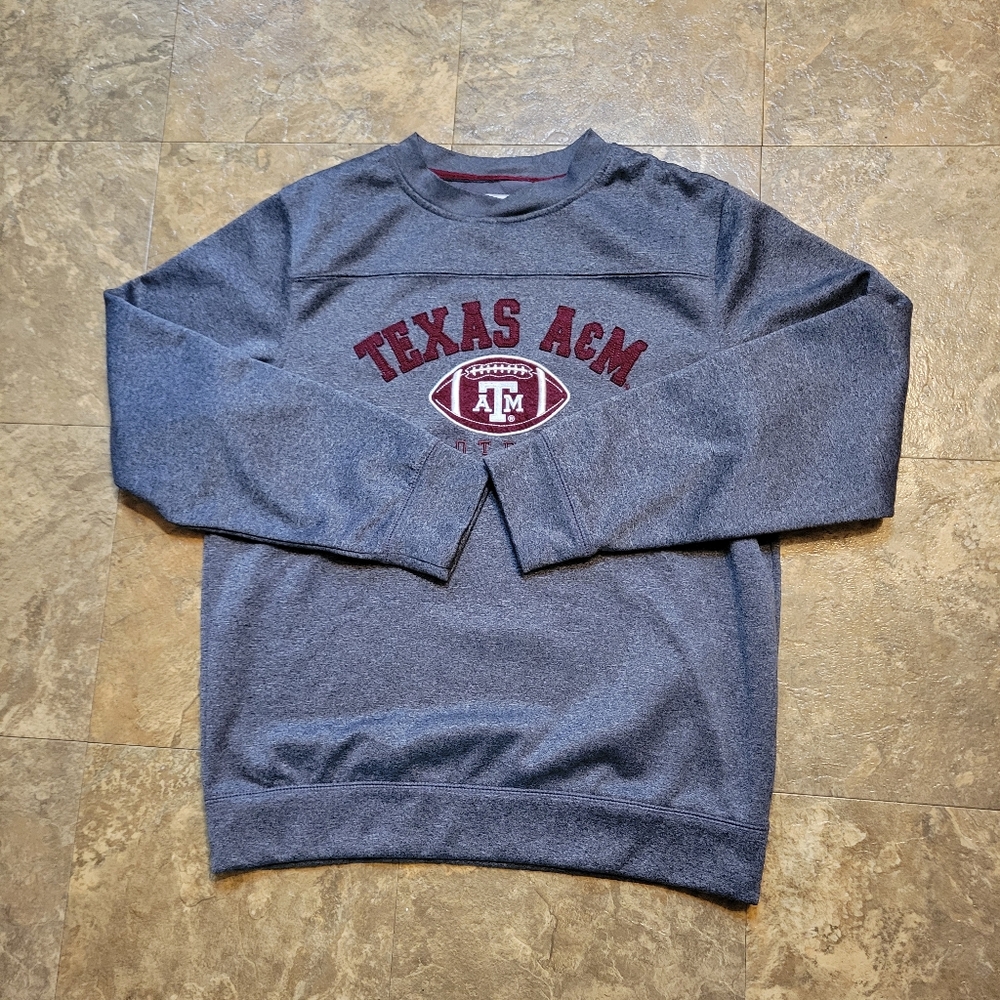 Texas A&M Aggies Sweatshirt Mens Medium Gray Long Sleeve Pullover NCAA Majestic